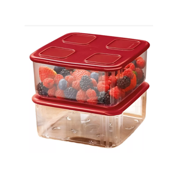 Tupperware Clear Mate Quadrado 1,04 Litros Vermelho 2 Peças